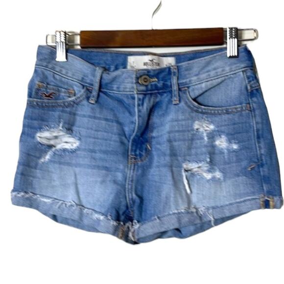 Hollister Distressed Cutoff Jean Shorts Size 1 - Picture 1 of 5